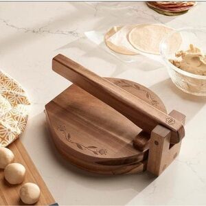 Princess House Tortillera Prensa Madera Wildflower Wooden Tortilla Press 10120
